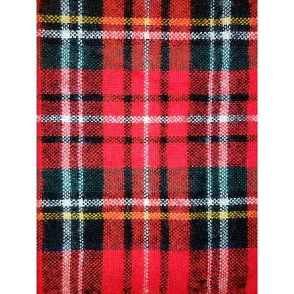 Vintage Fringe Poncho Red Tartan Plaid Wearable Stadium Blanket Washable 70s USA - Picture 6 of 9